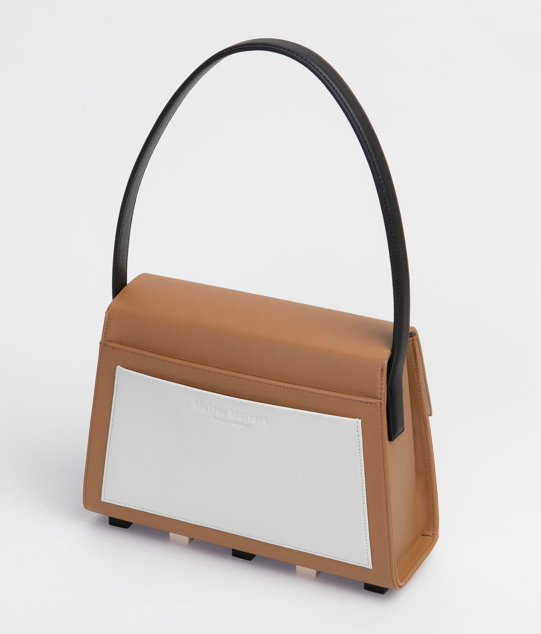 Long Trapezoid Top Handle Satchel Bag • Brown