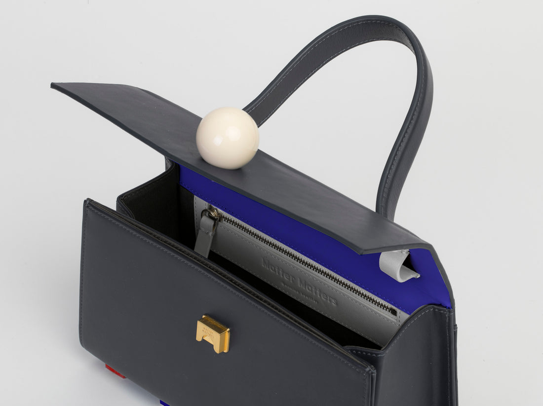 Mini Trapezoid Satchel Bag with Strap • Black
