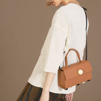 Mini Trapezoid Satchel Bag with Strap • Brown