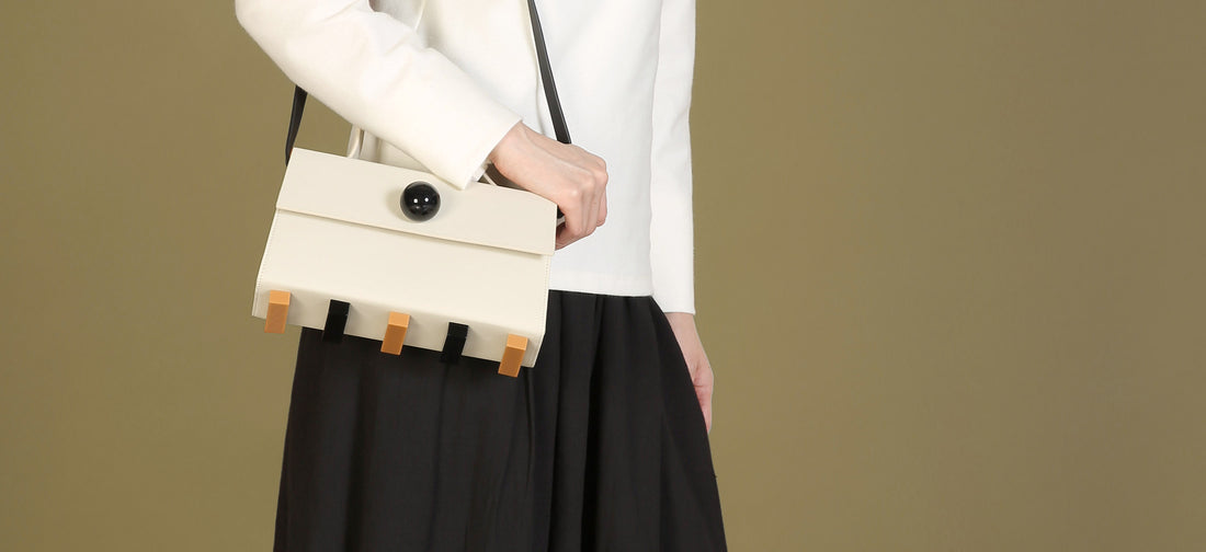 Mini Trapezoid Satchel Bag with Strap • Beige