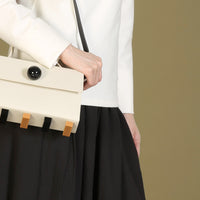 Mini Trapezoid Satchel Bag with Strap • Beige