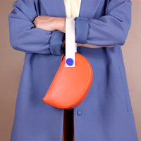Mini Half Moon Clutch • Orange + Blue