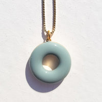 Donut Necklace • Pea Green & Stone