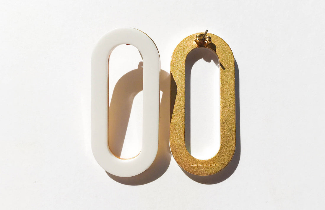 Oval Earrings • White Acrylic