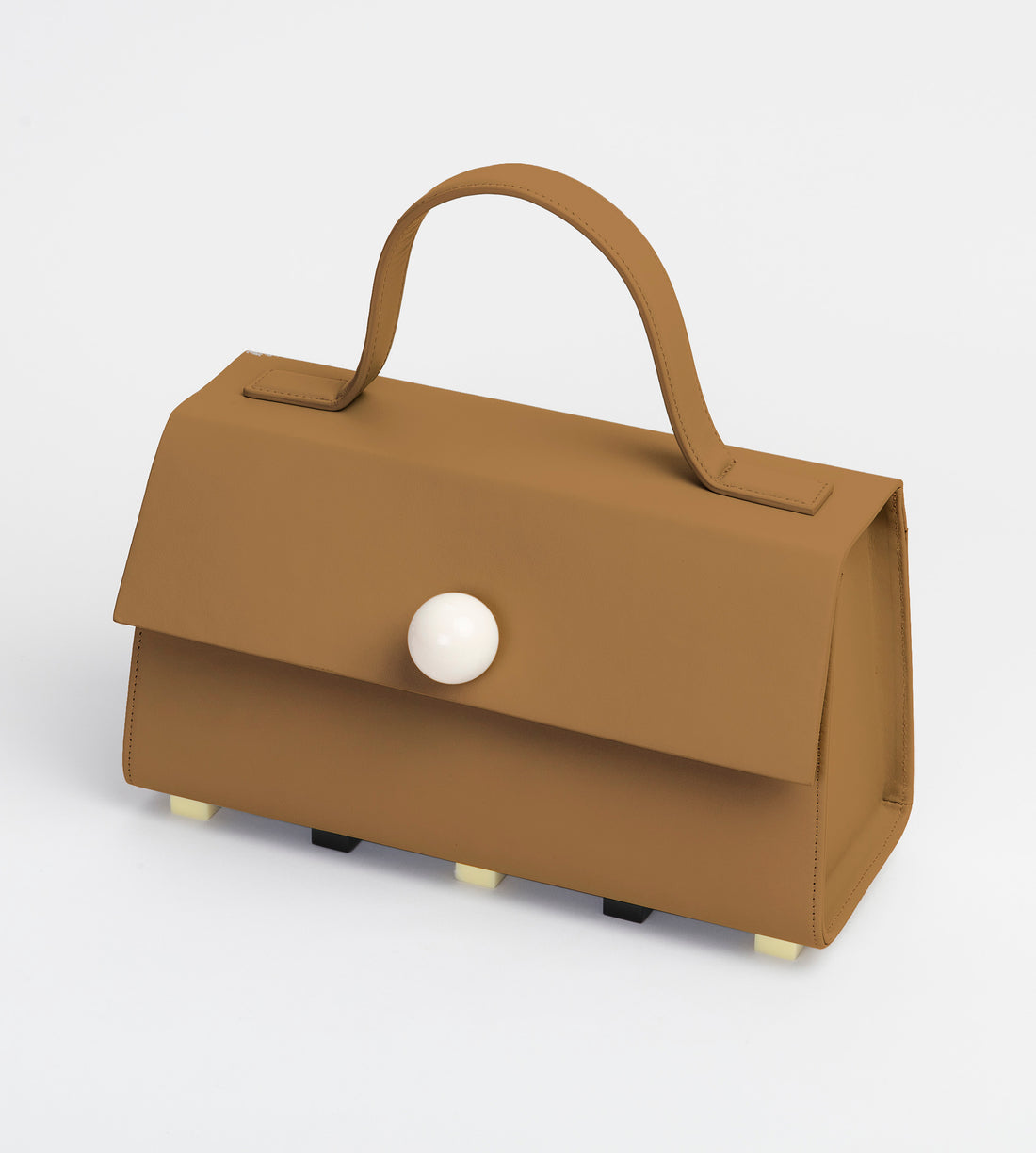 Trapezoid Satchel Bag with Strap • Brown