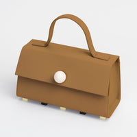 Trapezoid Satchel Bag with Strap • Brown