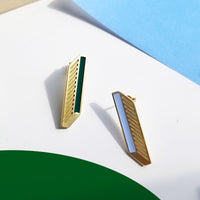 Shadow Studs • Green & Light Blue