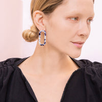 Marbled Oval Earrings • Snow