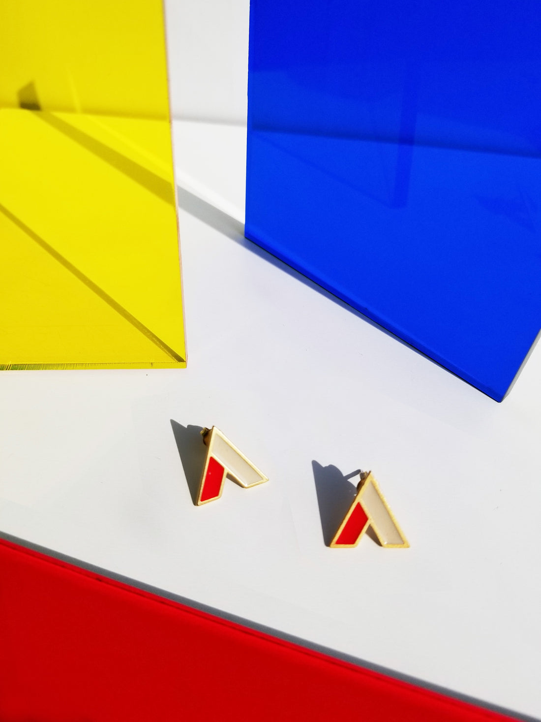 The A Earrings • Red & Beige