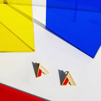 The A Earrings • Red & Beige