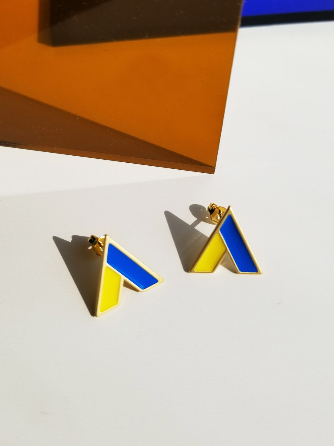 The A Earrings • Yellow & Blue