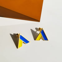 The A Earrings • Yellow & Blue