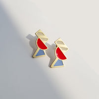 Tilt Earrings •  Red & Light Blue