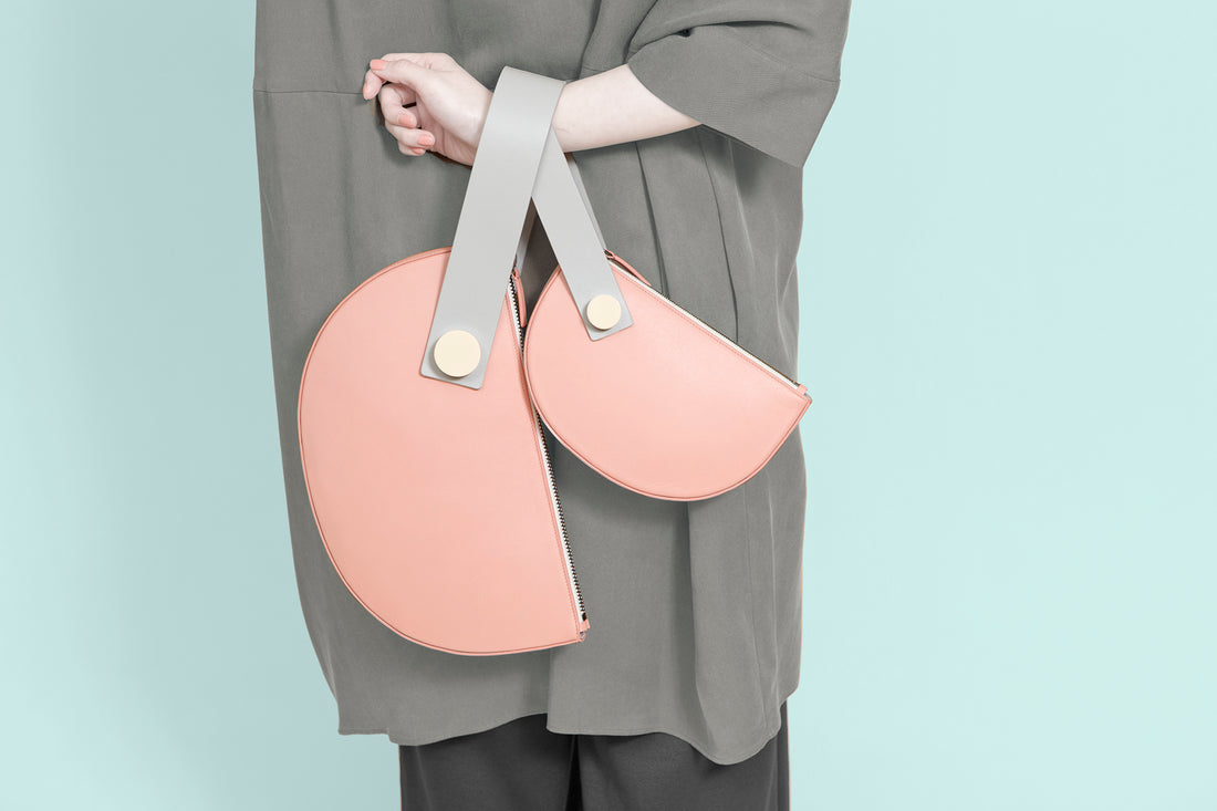 Half Moon Clutch • Blush + Light Grey