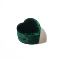 Velvet Heart Shaped Pendant / Ring Gift Box • Green