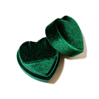Velvet Heart Shaped Pendant / Ring Gift Box • Green