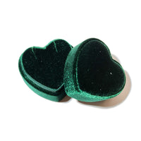 Velvet Heart Shaped Pendant / Ring Gift Box • Green
