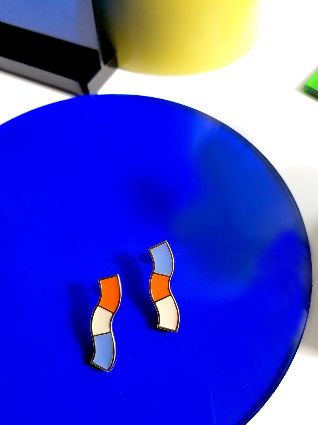 Wave Studs • Orange & Light Blue