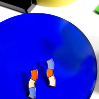 Wave Studs • Orange & Light Blue