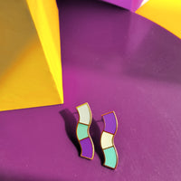 Wave Studs • Purple & Mint