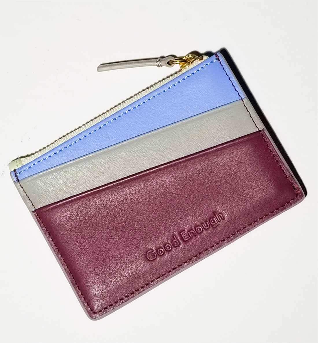 'Good Enough' Zipped Card Holder • Burgundy