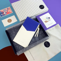 Mini Zipped Pouch • Blue / Beige