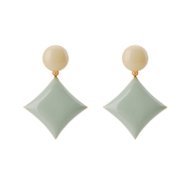 Diamond Earrings on Dots • Stone & Pea Green