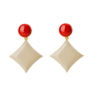 Diamond Earrings on Dots • Stone & Maroon
