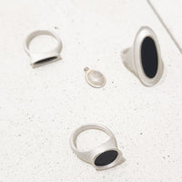 Sterling Silver Onyx Lake Round Ring