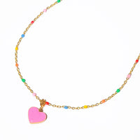 Humble Heart Necklace • Red & Pink