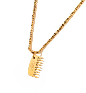Hello Hair Comb Necklace • Gold