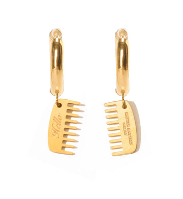Hello Hair Comb Hoops • Gold