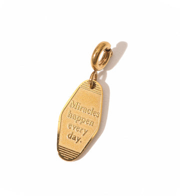'Miracles happen everyday' Key Tag Pendant • Gold