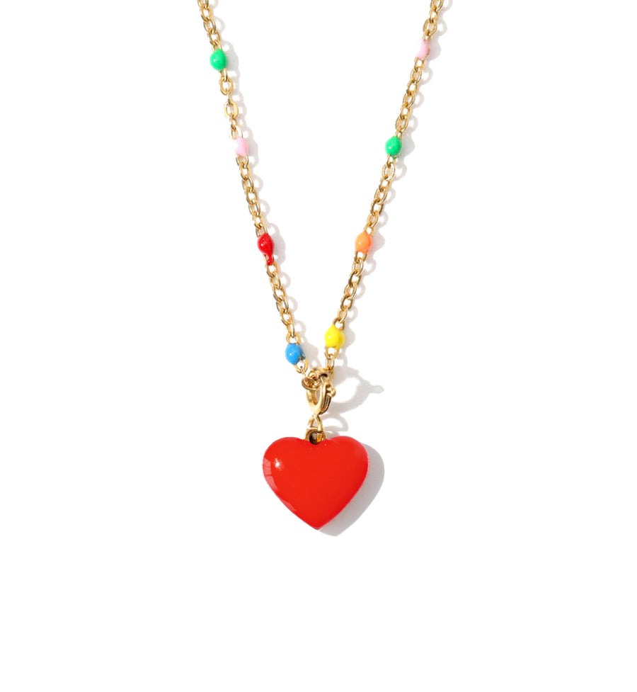 Humble Heart Necklace • Red & Pink