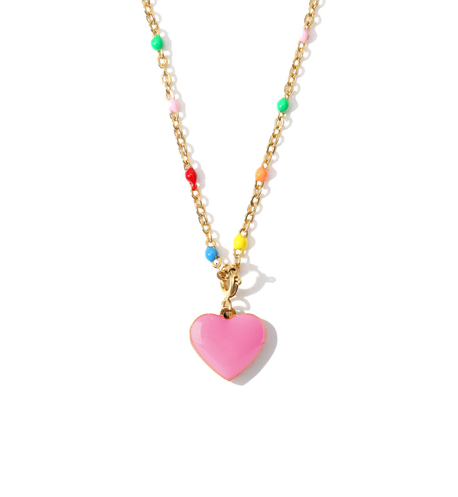 Humble Heart Necklace • Red & Pink