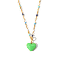 Humble Heart Necklace • Green & Cobalt