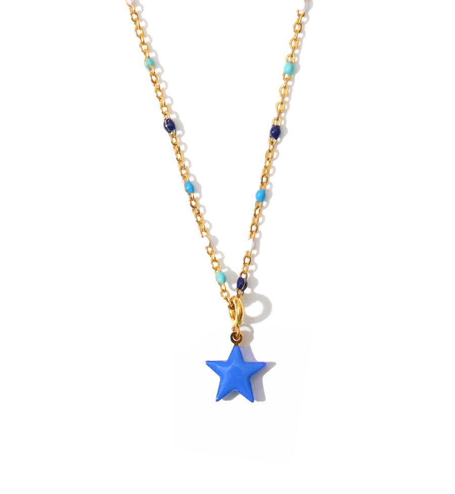 Shining Star Necklace • Cobalt & Bright Green