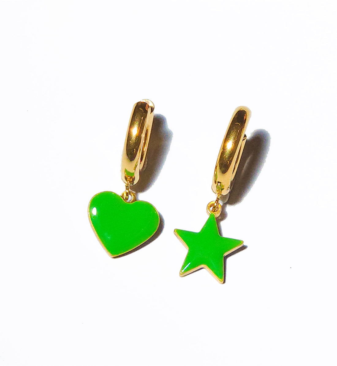 Sparkle Heart & Star / Hoops • Cobalt & Bright Green