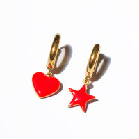 Sparkle Heart & Star / Hoops • Red & Pink
