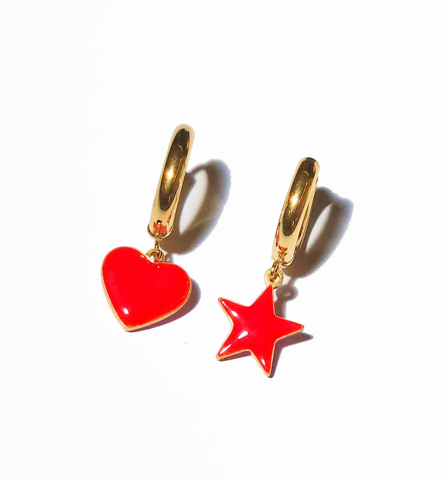 Sparkle Heart & Star / Hoops • Red & Pink