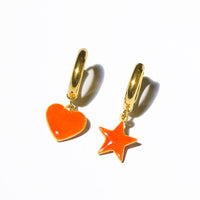 Sparkle Heart & Star / Hoops • Yellow & Orange