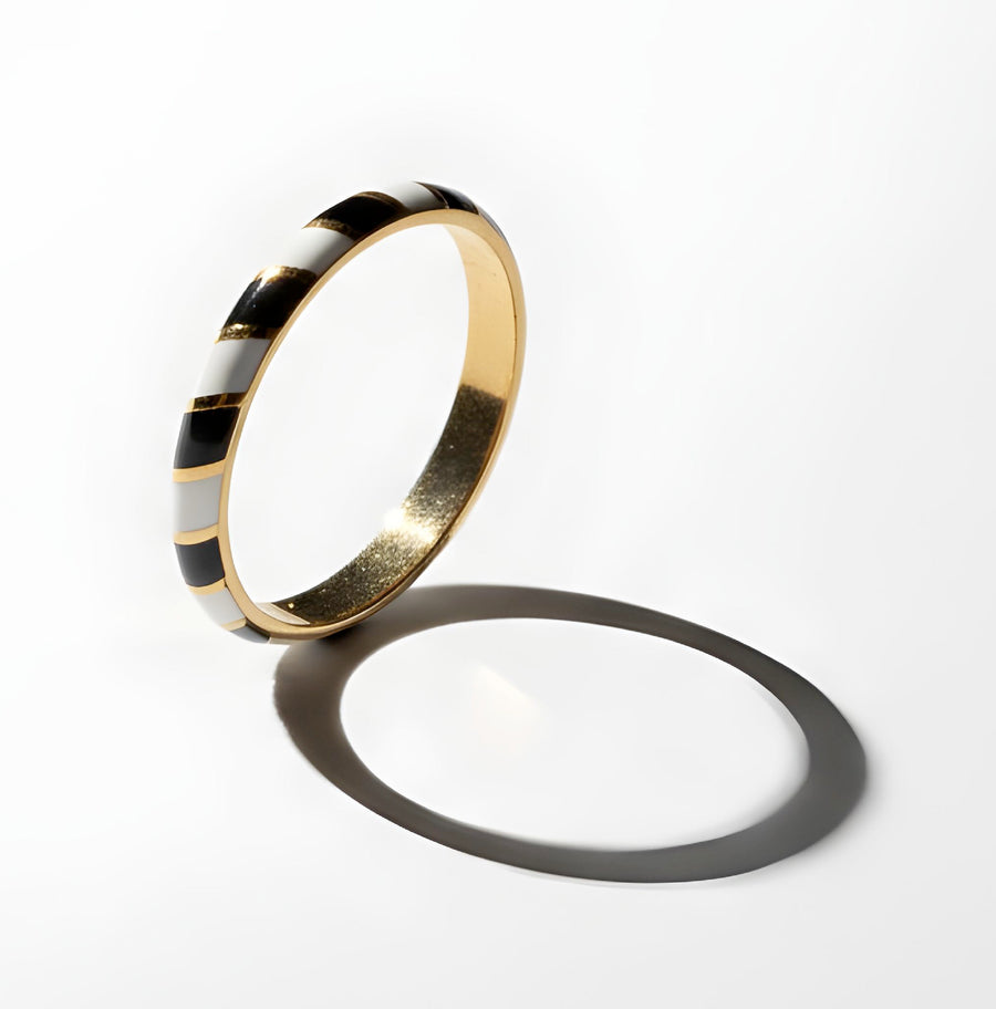 Memphis Ring • Black and White Enamel