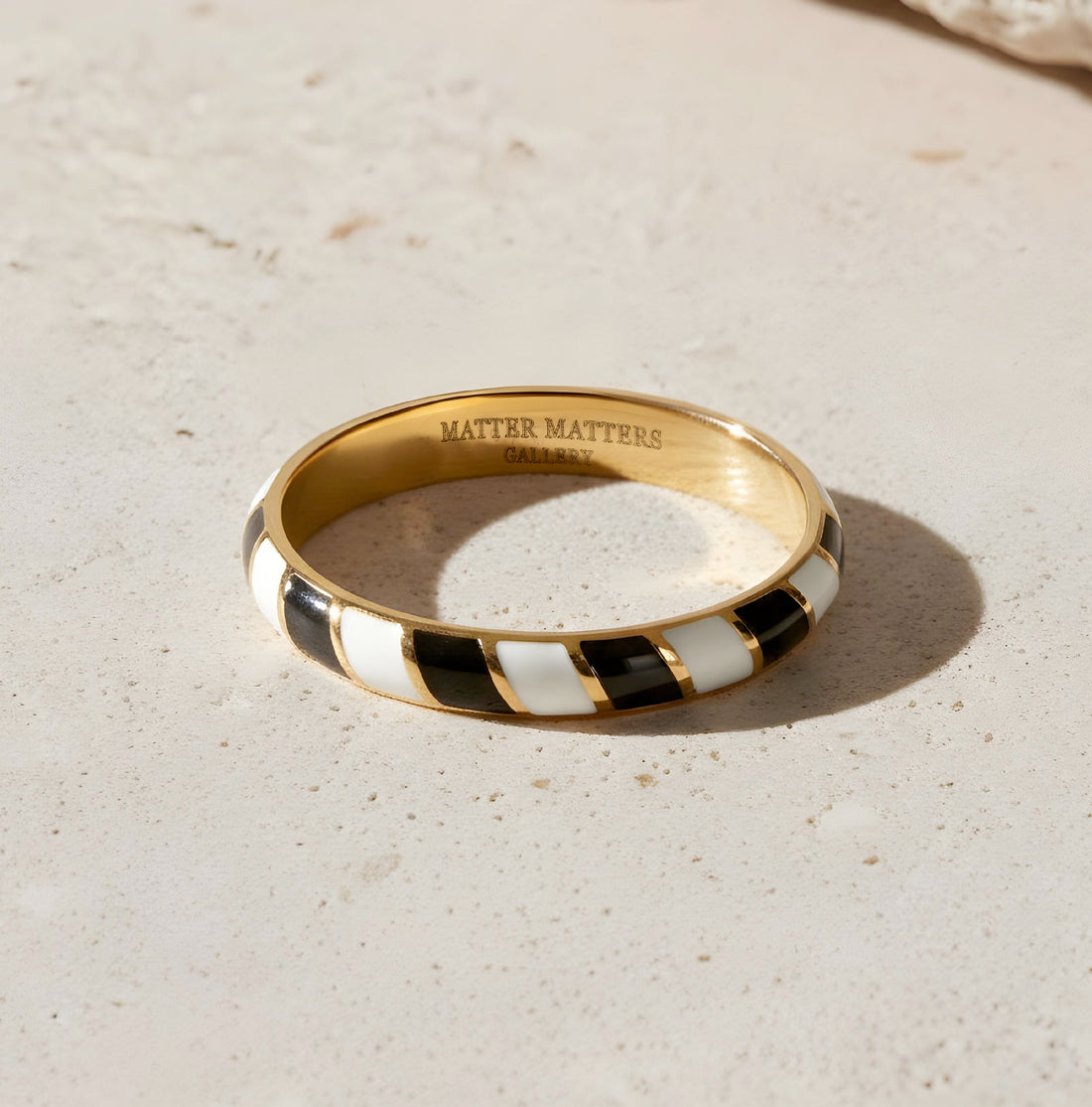 Memphis Ring • Black and White Enamel