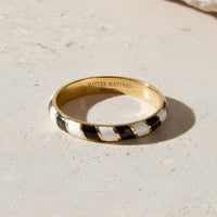Memphis Ring • Black and White Enamel