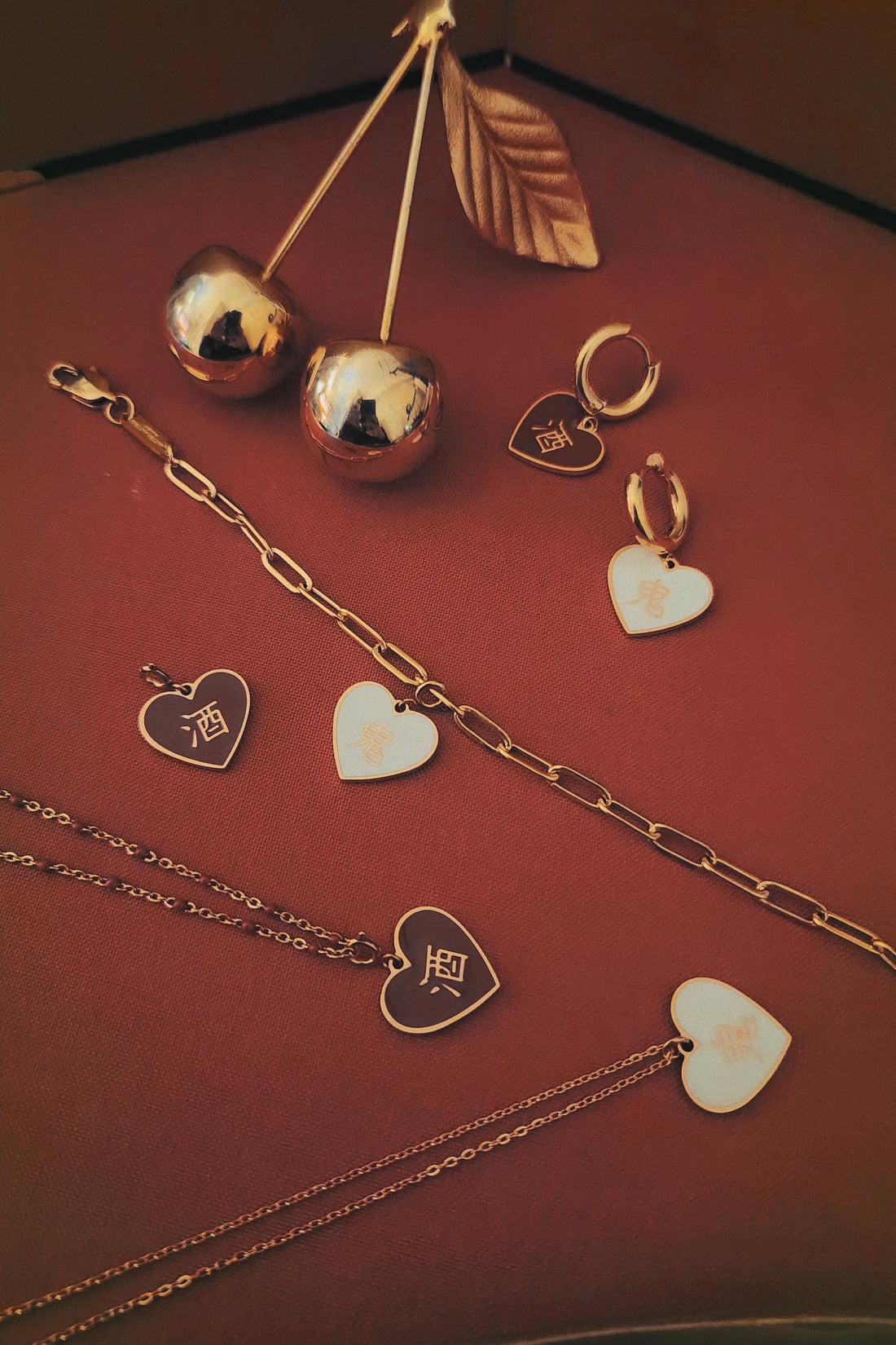 Speak Your Heart/ 酒/鬼 Alcohol/Ghost Necklace • Red/Cream