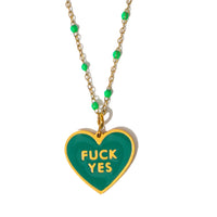 Fuck Yes Necklace • Forest Green