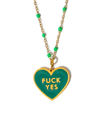 Fuck Yes Necklace • Forest Green