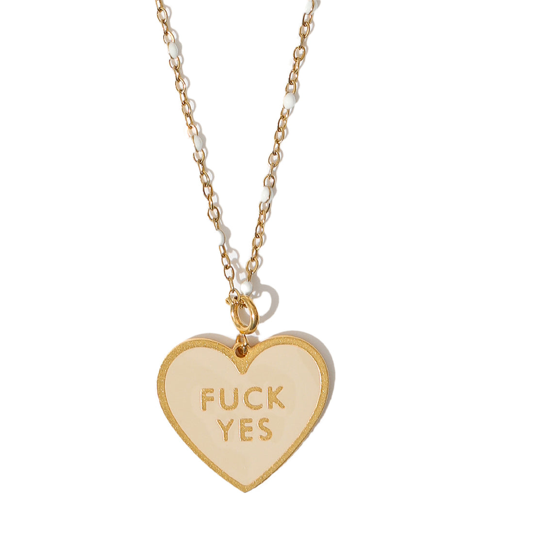 Fuck Yes Dots Necklace • Cream