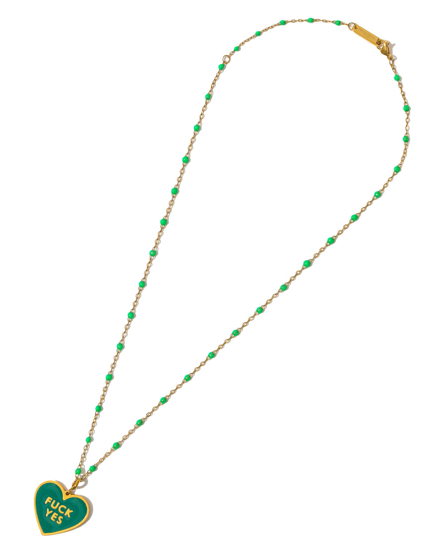 Fuck Yes Necklace • Forest Green