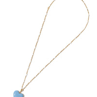 Follow Your Heart Necklace • Sky Blue & White